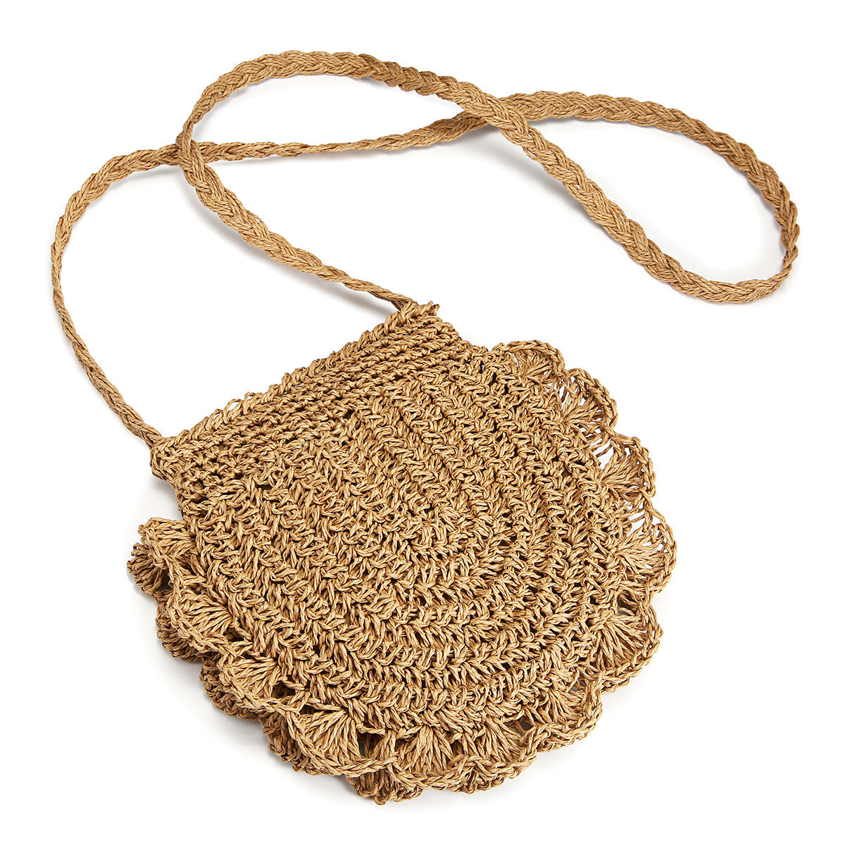 Women Straw Holiday Light Weight Crossbody Bag Elegant Bohemian Style Lace