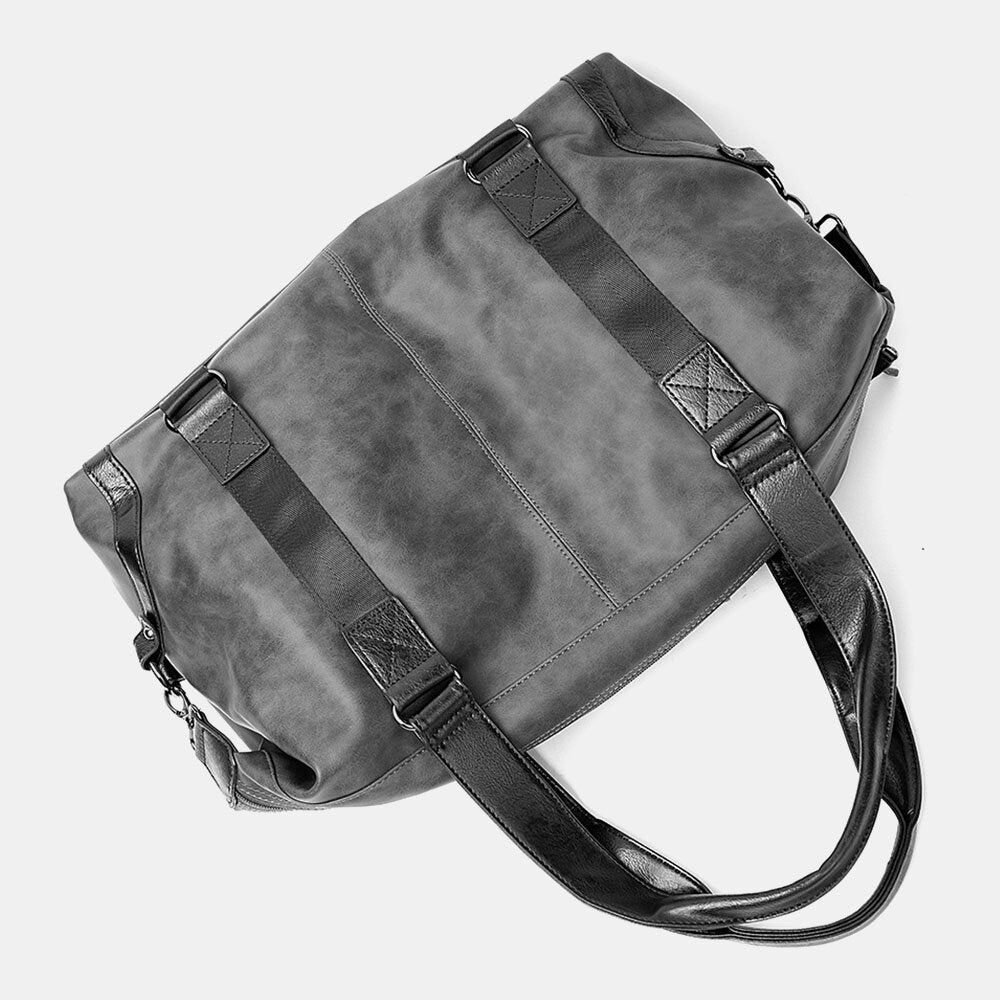 Men's PU Leather Large Capacity 14" Laptop Handbag, Casual Travel Multi-pocket Crossbody Shoulder Bag