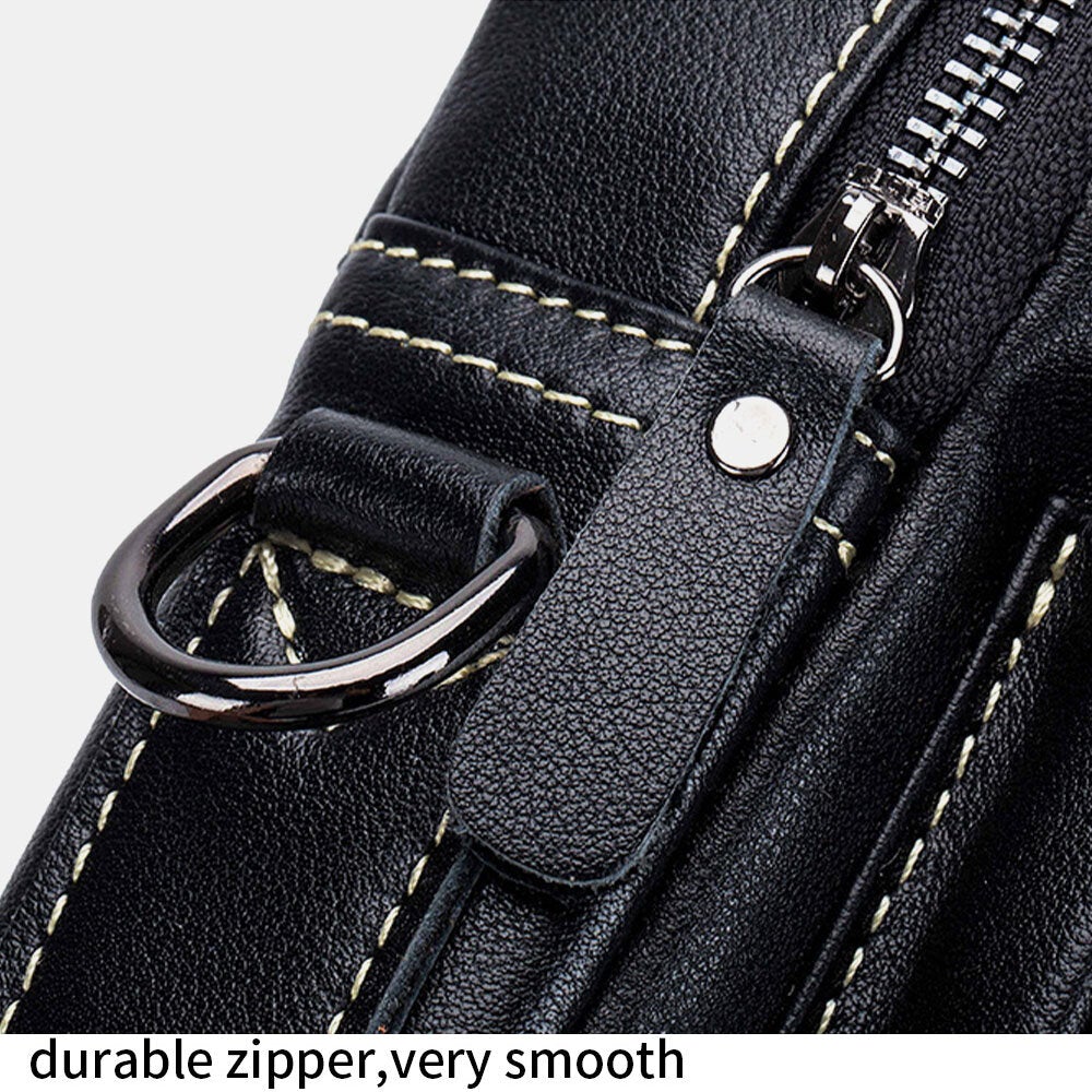 Men's Vintage Leather Waterproof Multi-pocket Crossbody Shoulder Bag