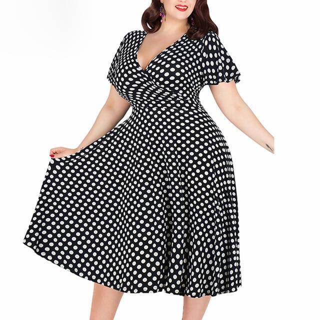 Short Sleeve A-Line Dress Vintage Stretchy Midi Dress