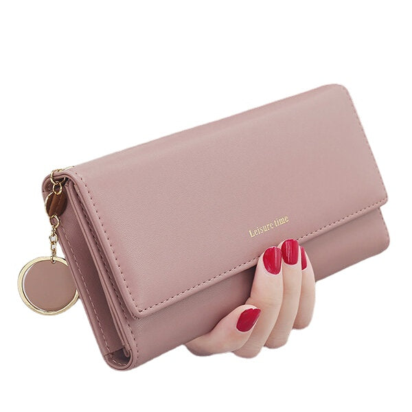 Women Fashion Phone Bag Artificial Leather Multi-functional Long Wallet 9 Card Slots Clutch