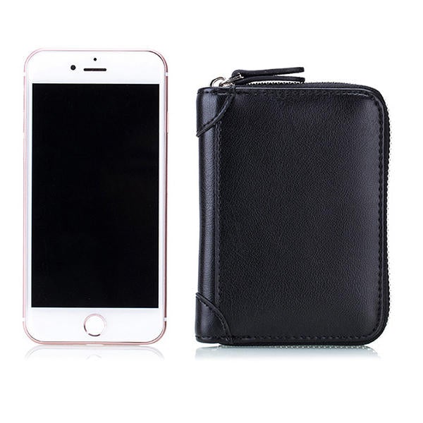 RFID Leather Card Holder Wallet for Men & Women - Large Capacity, Casual Zipper Design