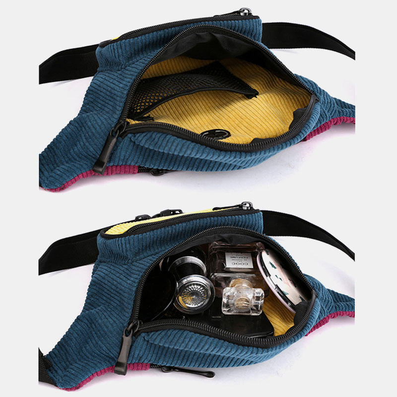 Women Men Fashion Multi-Color Waist Bag Shoulder Chest Crossbody With Headphone Port