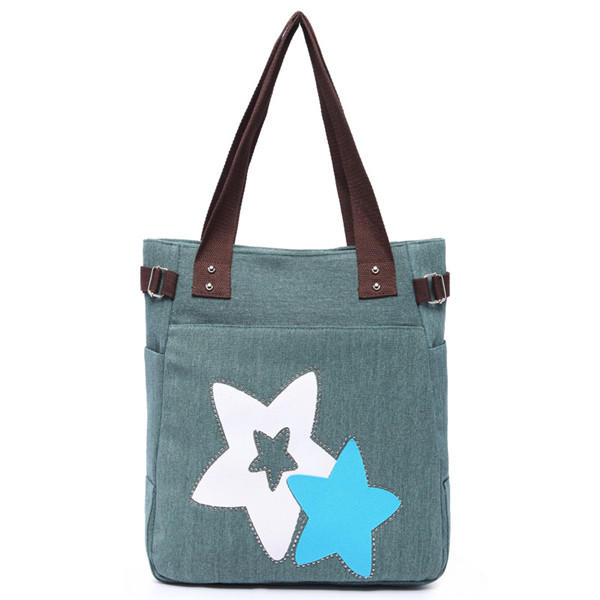 Women Canvas Star Tote Handbags Casual Shoulder Bags Capacity Shopping