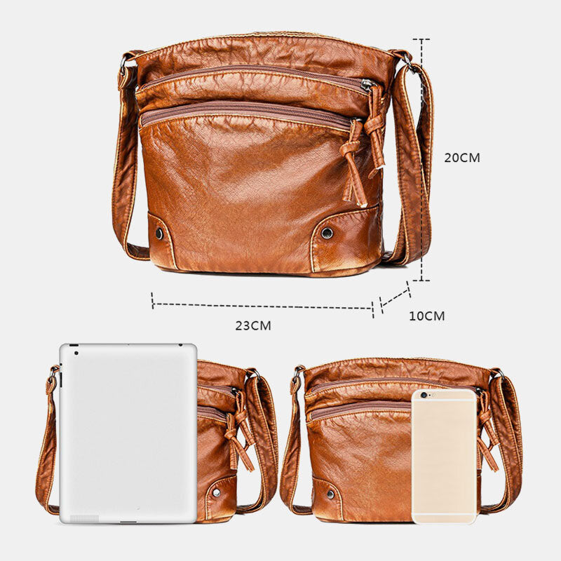 Women Solid Multi-pocket Middle-aged Crossbody Bag Shoulder