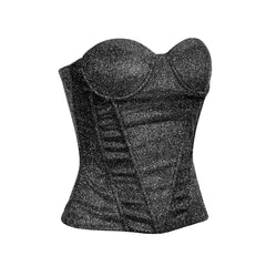 Love&Lemonade Sexy Tube Top Chest Cup Skeleton Support Glitter Elastic Fabric Top  LM81760
