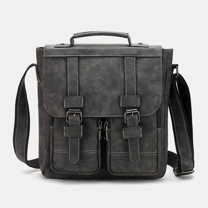 Men's Retro Faux Leather Multi-pocket Crossbody Travel Bag