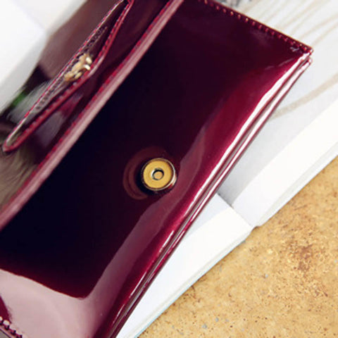 Female Casual Patent Leather Small Square Bag Chain Phone Shoulder Messenger with Transparent Slot