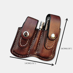 Men's Genuine Leather EDC Tooling Belt Bag for Outdoor Use