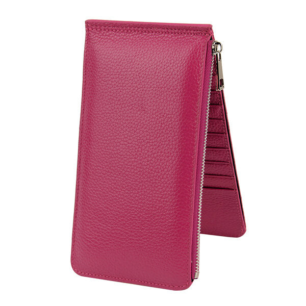 Men Women RFID Genuine Leather Long Wallet Credit Card Holder Zipper