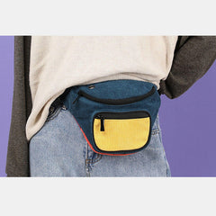 Women Men Fashion Multi-Color Waist Bag Shoulder Chest Crossbody With Headphone Port