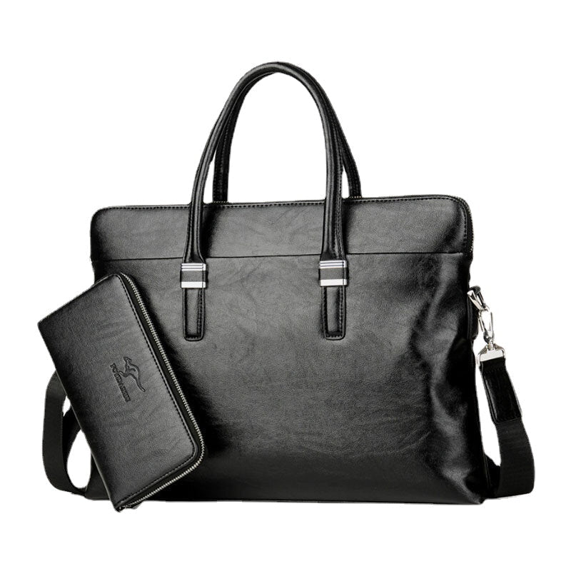 Men Business Large Capacity Waterproof Solid Color Crossbody Bag Handbag