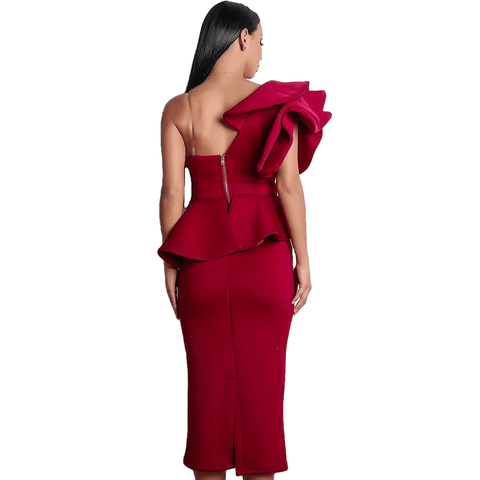 Elegant Sexy Backless Irregular Ruffle Sleeve Bodycon Bandage Dresses