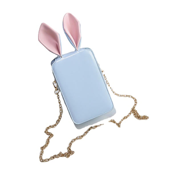 Women Cute Cartoon Rabbit Ear Chain Phone Bag Square Bucket Shoulder