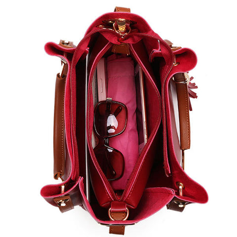 Women Pu Leather Tassels Handbag Casual Crossbody Bag