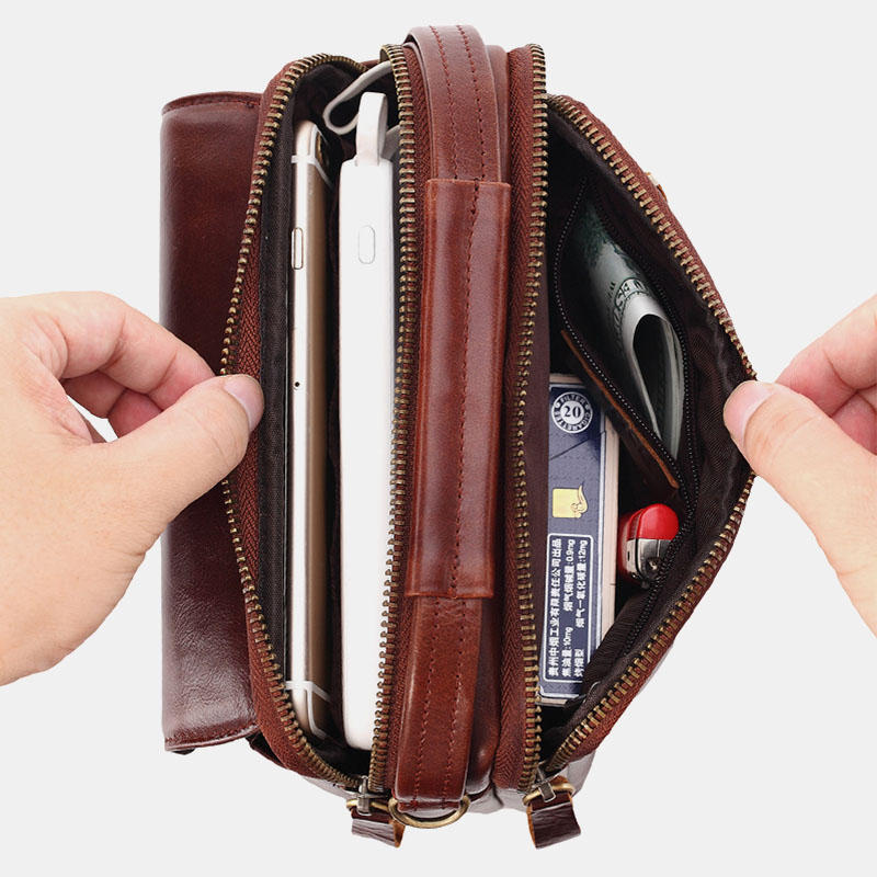 Men's Genuine Leather Crossbody Phone Bag - Small Handbag