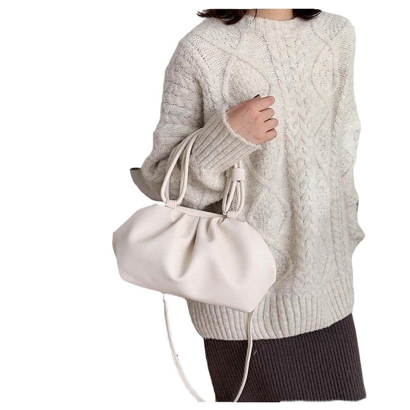 Casual Fashionable Ladies' Soft Leather Dumpling Shape Handbags