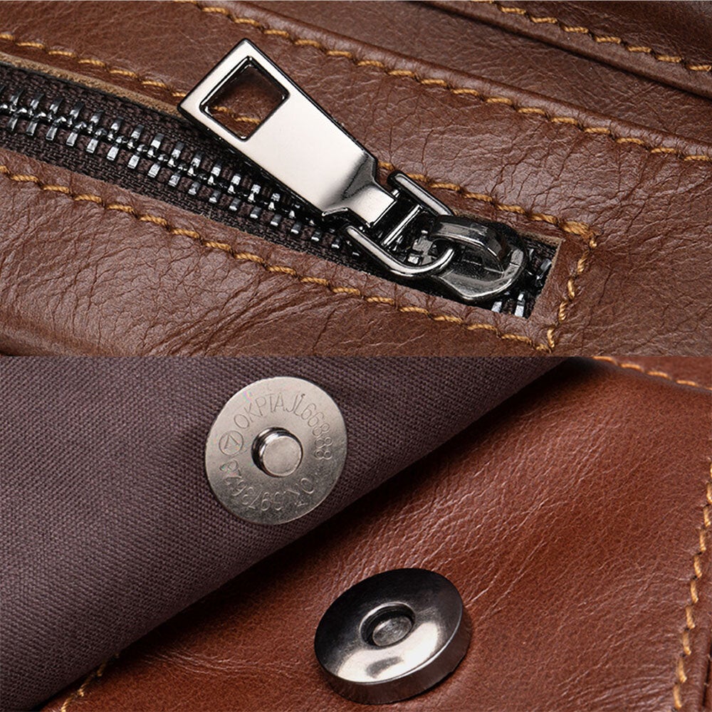 Men's Vintage Leather Waterproof Crossbody Bag with Multi-Pockets & Earphone Hole