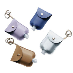 Women Faux Leather Casual Portable Hand Sanitizer Bottle Keychain Travel Pendant Bag Accessory