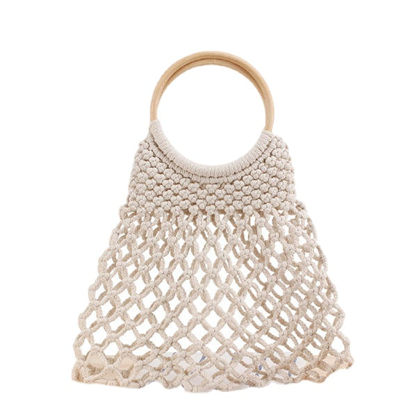 Casual Fabrics Net Beach Bag Solid Handbag For Women