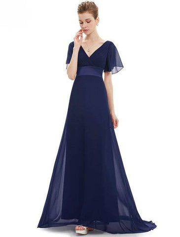 Long Ever Pretty V-Neck Chiffon A-Line Robe Party Gowns