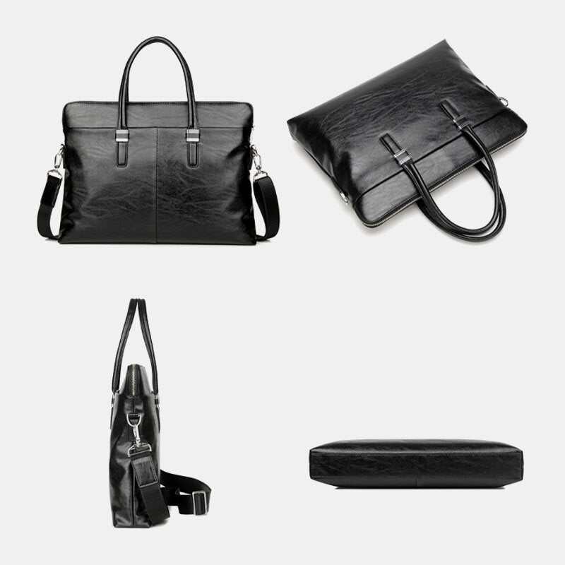 Men Business Large Capacity Waterproof Solid Color Crossbody Bag Handbag