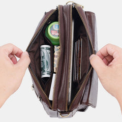 Men's Genuine Leather Retro Multi-Function Shoulder & Waist Bag