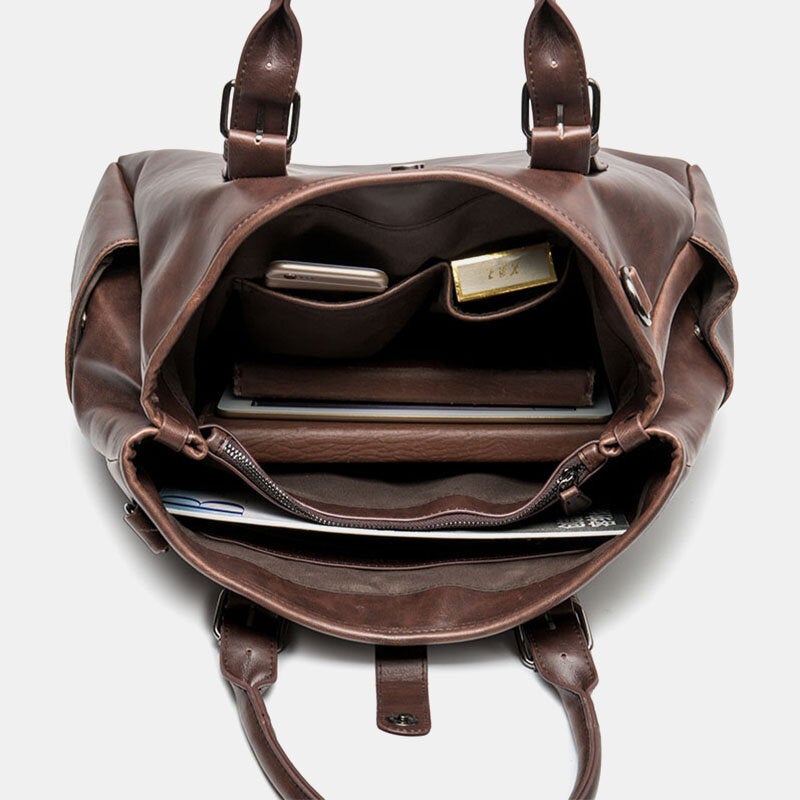 Men's Retro Waterproof 14" Laptop Briefcase & Crossbody Shoulder Bag