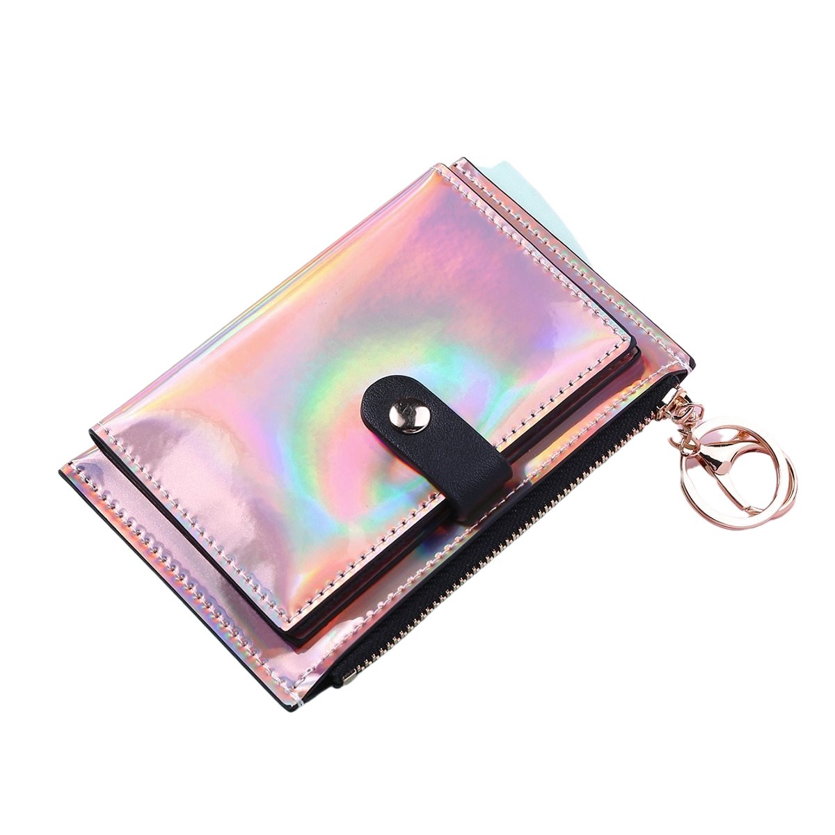 Fashion Women's Mini Zippered Purse With Keychain For Money Credit Card