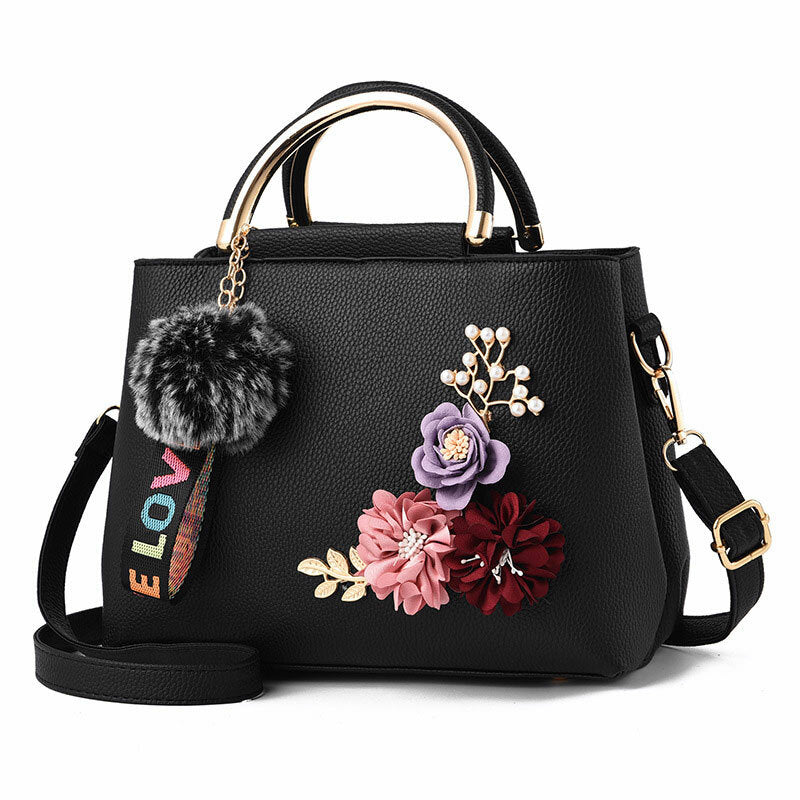 Womens Purses and Handbag Shoulder Bags Ladies Designer Top Handle Satchel Tote Bag with Ribbons Flower Decoration