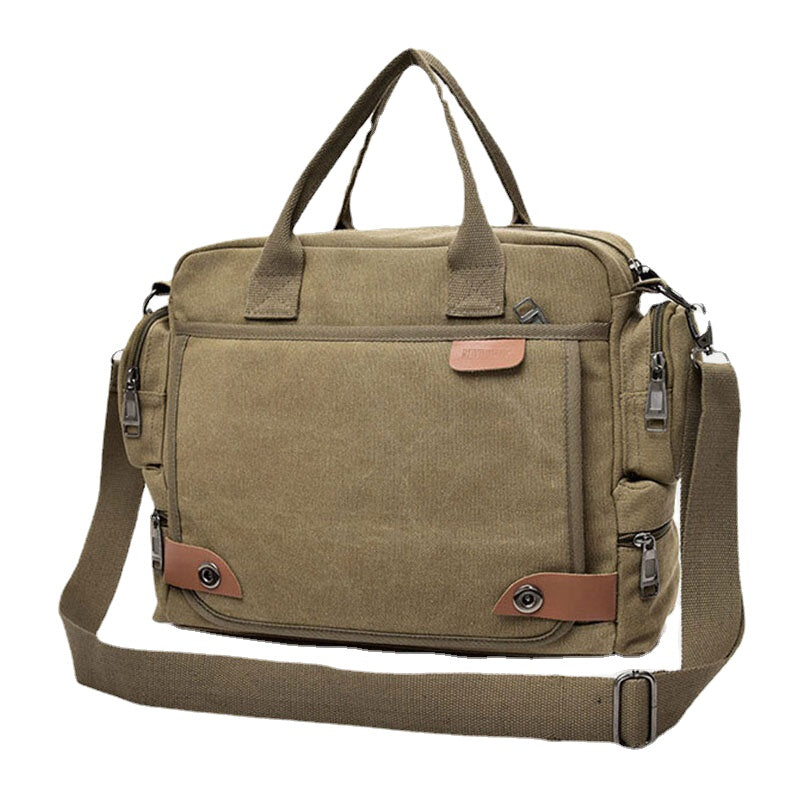 Men's Canvas Multi-pocket 13.3" Laptop Crossbody Shoulder Bag Briefcase