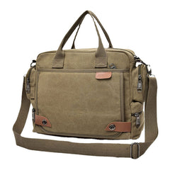 Men's Canvas Multi-pocket 13.3" Laptop Crossbody Shoulder Bag Briefcase