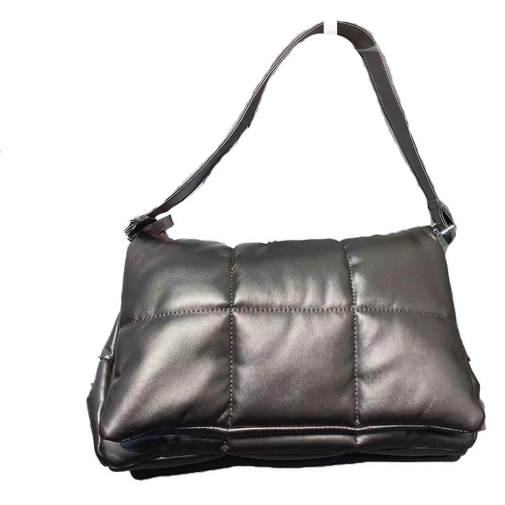 Women's Square Large Leather Quilted Shoulder Bags