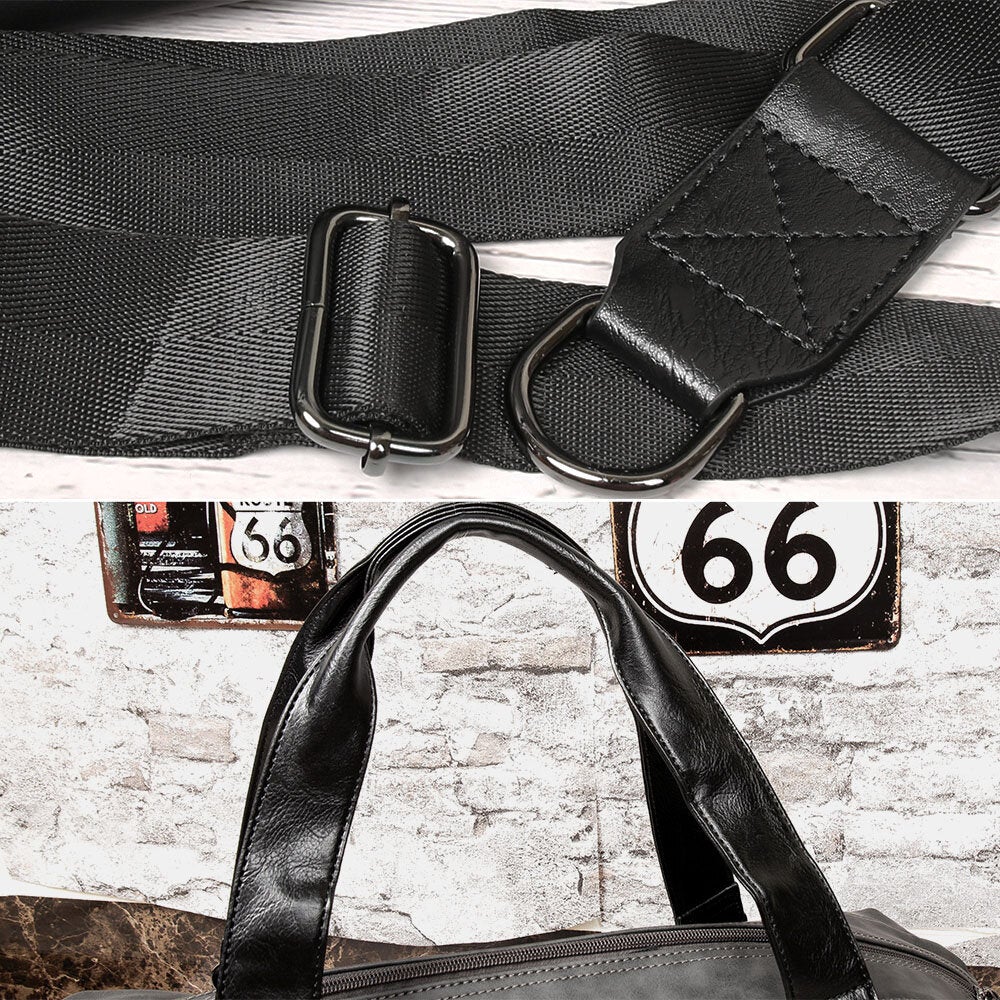 Men's PU Leather Large Capacity 14" Laptop Handbag, Casual Travel Multi-pocket Crossbody Shoulder Bag