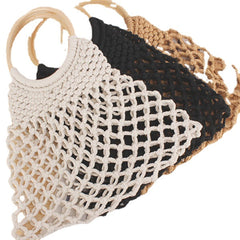 Casual Fabrics Net Beach Bag Solid Handbag For Women