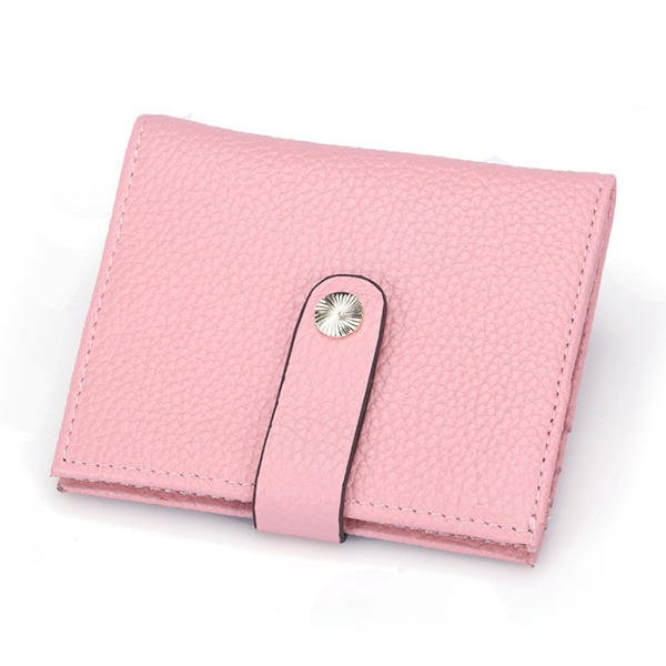 Women Hasp Short Wallets Genuine Leather Purse Card Holder Coin Bags