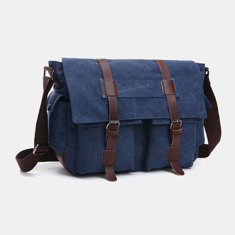 Men's Anti-theft Canvas Crossbody Bag, Large Capacity, Fits 6.3" Phone, Casual Shoulder Bag