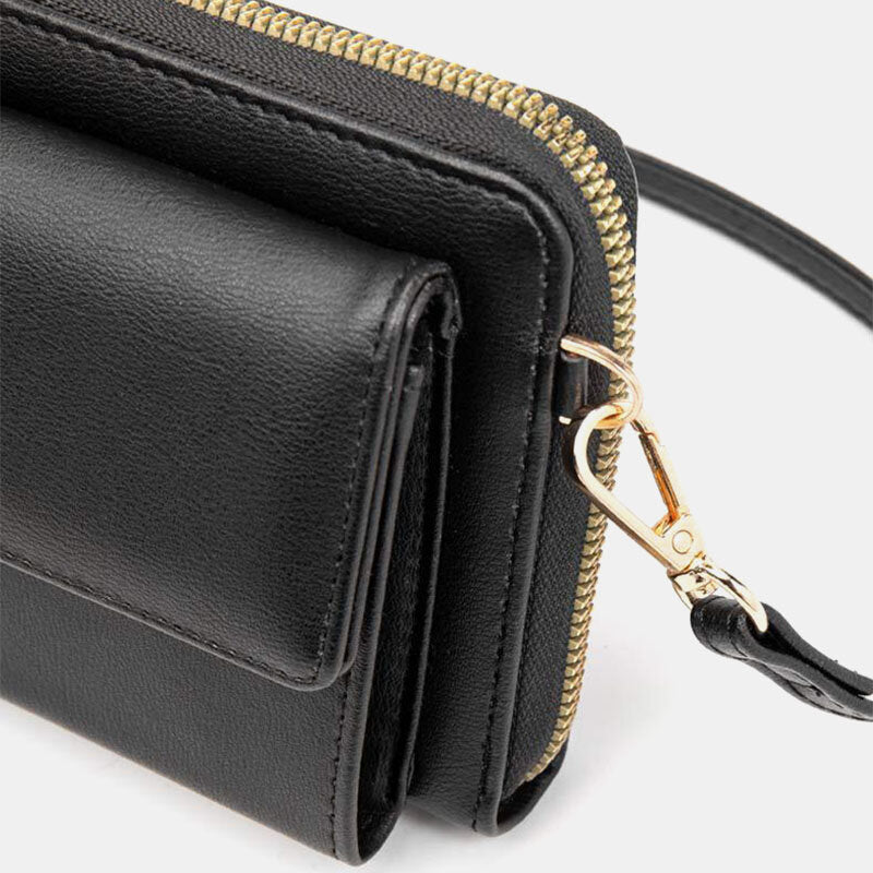 Women PU Leather Multifunction RFID Anti-Theft 6.5 Inch Touch Screen Phone Bag 16 Card Slots Crossbody