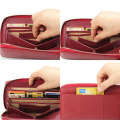 Women RFID Blocking Cowhide Zipper Long Wallet Large Capacity Card Holder Coin Purse