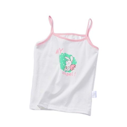 Fashionable Sweet Girls' Cartoon Print O-neck Cotton Vest