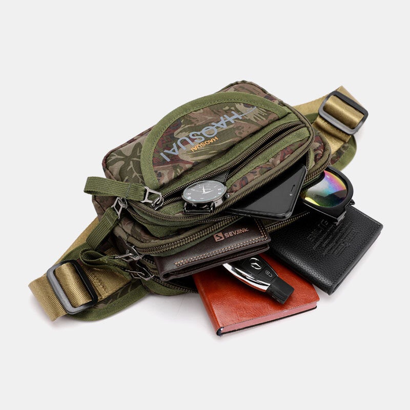 Men's Waterproof Camouflage Sling Bag with Multi-Pockets for Outdoor Use