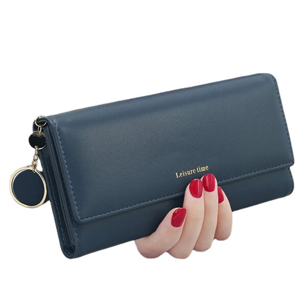 Women Fashion Phone Bag Artificial Leather Multi-functional Long Wallet 9 Card Slots Clutch