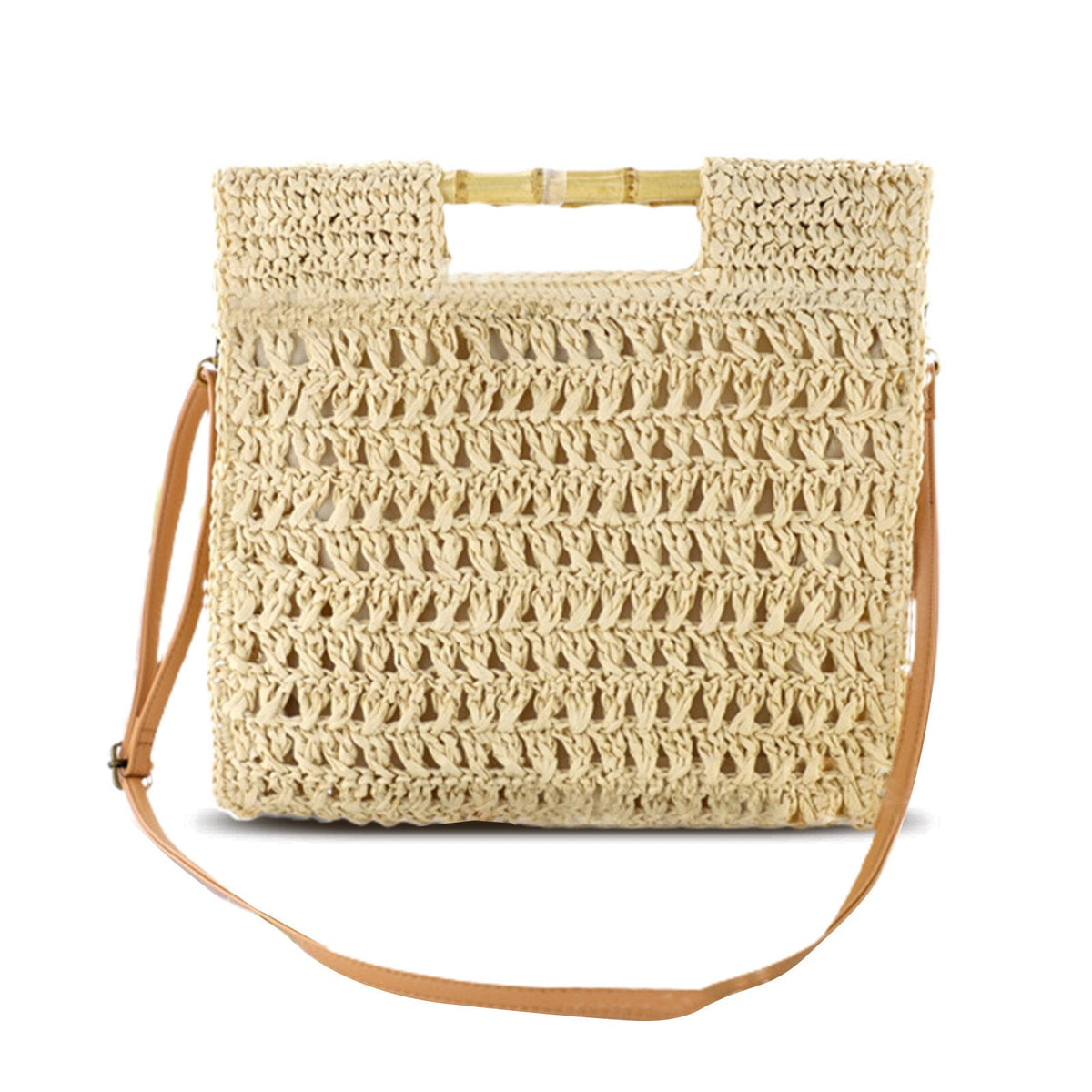 Women Straw Elegant Holiday Crossbody Bag Convertible Strap Casual Beach Sweet Handbag