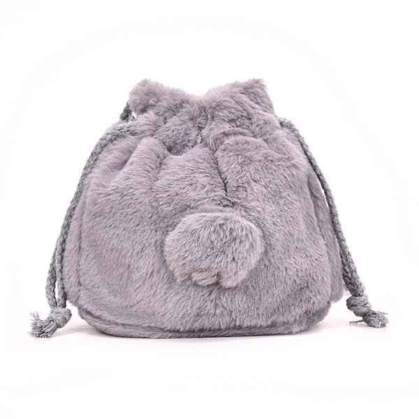 Cute Plush String Bucket Bag Shoulder Crossbody For Women