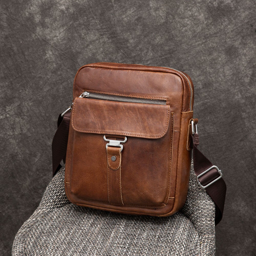 Men's Retro Leather Waterproof Crossbody Bag - Durable & Stylish