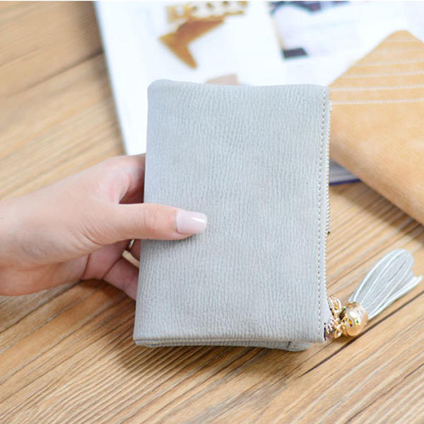 Women Durable Pu Leather Wallet Zipper Coin Card Holder Purse