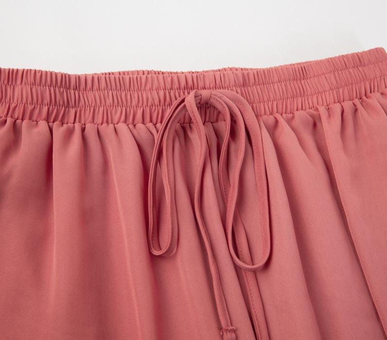 Elastic High Waist Wide Leg Solid Lace Up Trousers Street Wear Pants - Sheseelady