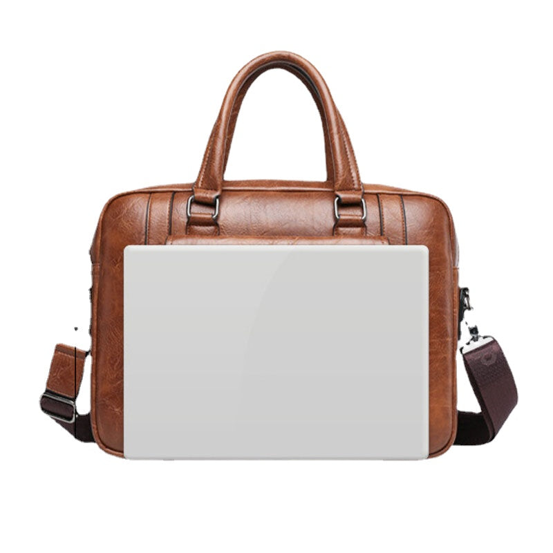 Men's Vintage PU Leather Multi-Pocket Messenger Crossbody Shoulder Bag