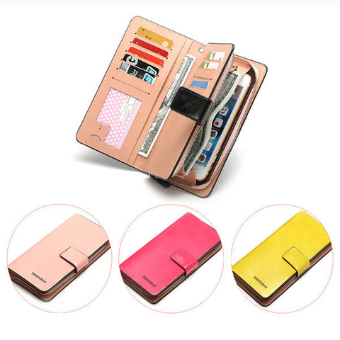 6 Inches Cell Phone Women 12 Card Slots Wallet Purse PU Credit