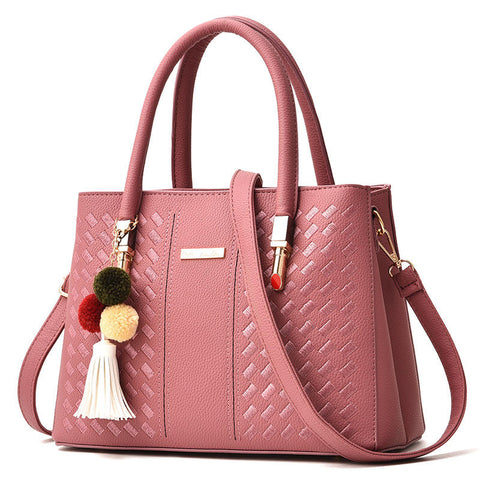 2 Main Pockets Women PU Leather Casual Handbag Crossbody Bag